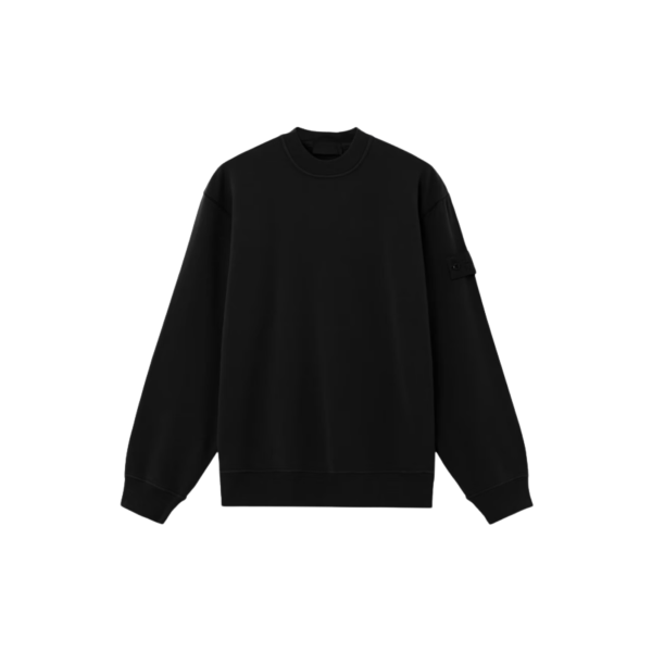Sweat shirt STONE ISLAND col rond molleton de coton noir logo noir Ghost collection