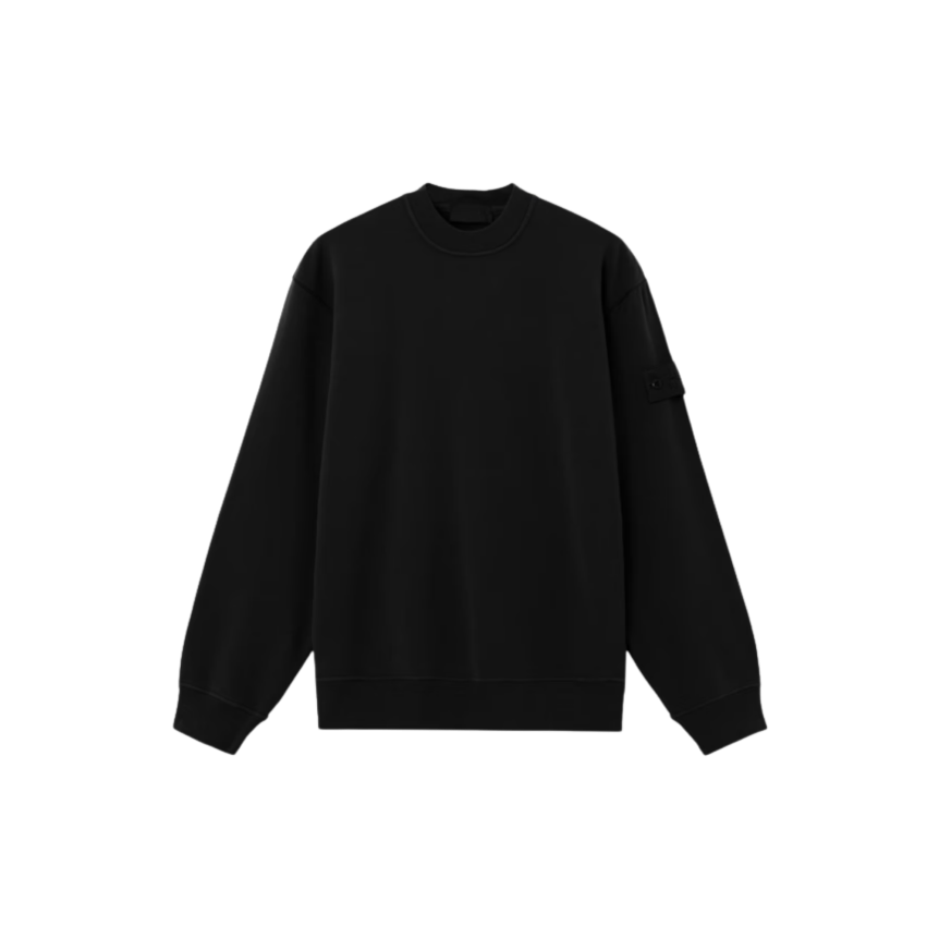 Sweat shirt STONE ISLAND col rond molleton de coton noir logo noir Ghost collection