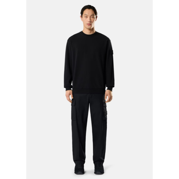 Sweat shirt STONE ISLAND col rond molleton de coton noir logo noir Ghost collection
