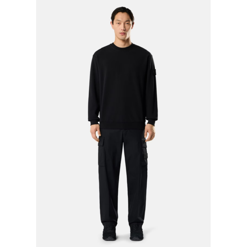 Sweat shirt STONE ISLAND col rond molleton de coton noir logo noir Ghost collection