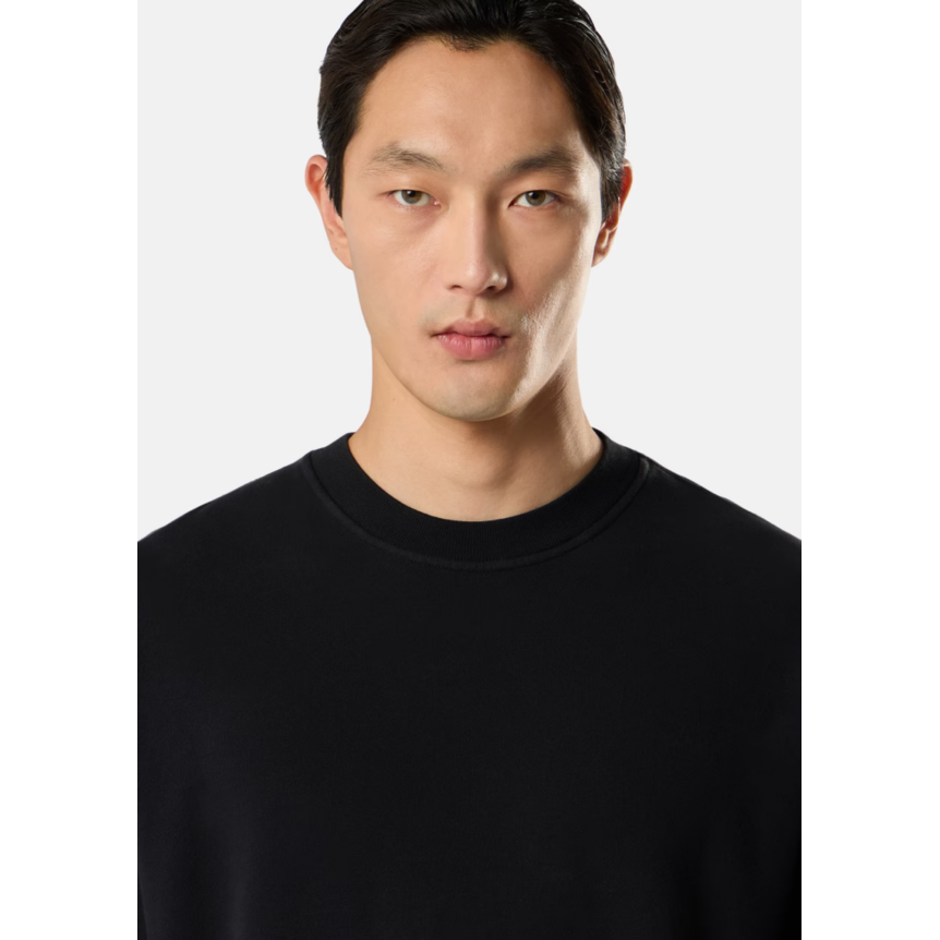 Sweat shirt STONE ISLAND col rond molleton de coton noir logo noir Ghost collection