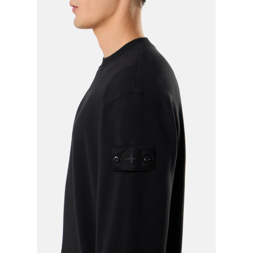 Sweat shirt STONE ISLAND col rond molleton de coton noir logo noir Ghost collection
