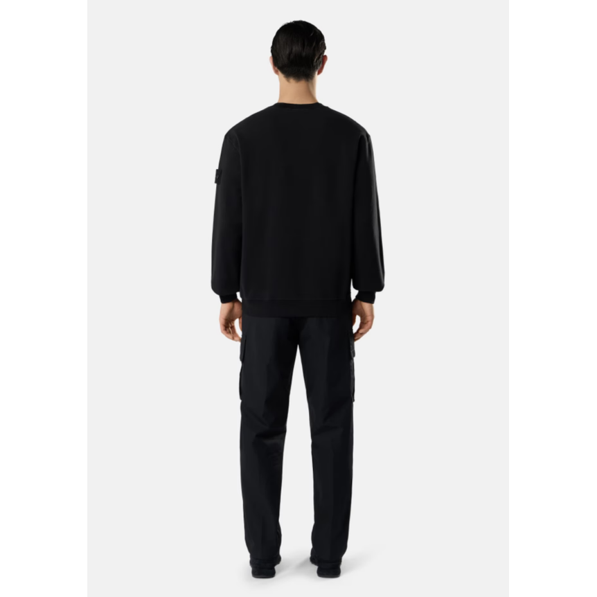 Sweat shirt STONE ISLAND col rond molleton de coton noir logo noir Ghost collection