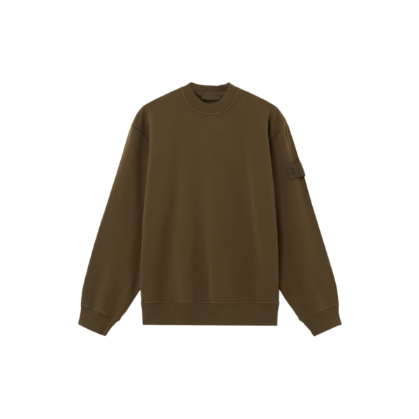 Sweat shirt STONE ISLAND col rond molleton de coton vert kaki logo kaki Ghost collection