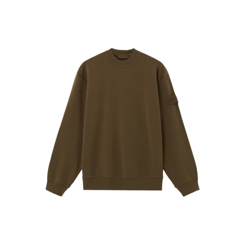 Sweat shirt STONE ISLAND col rond molleton de coton vert kaki logo kaki Ghost collection