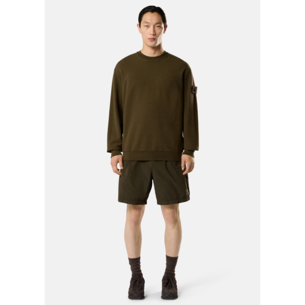 Sweat shirt STONE ISLAND col rond molleton de coton vert kaki logo kaki Ghost collection