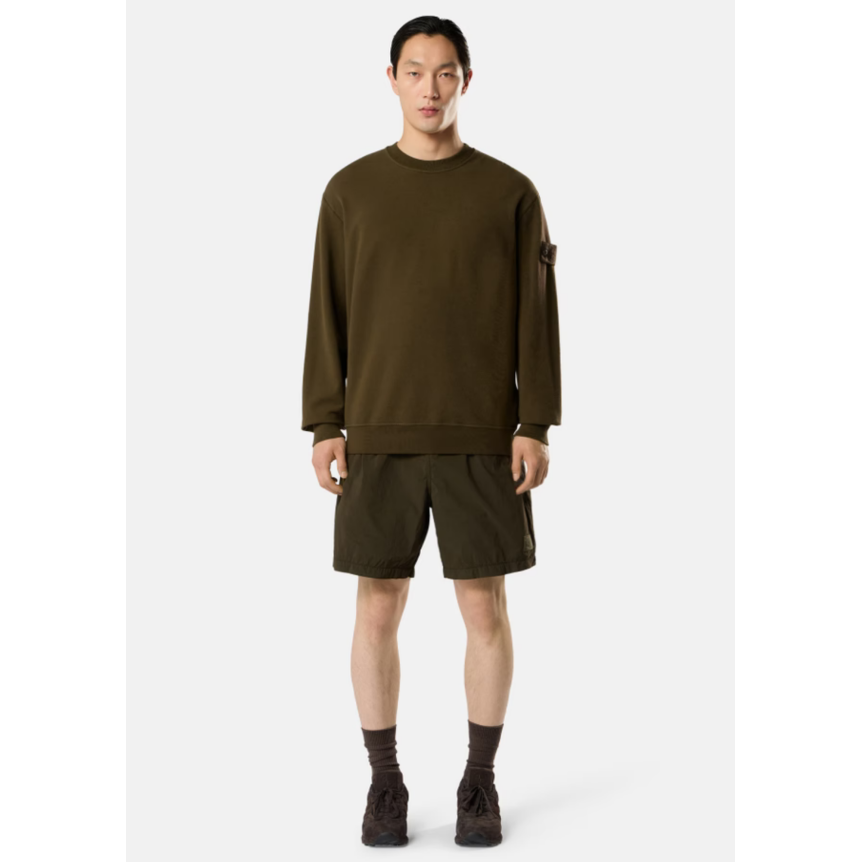Sweat shirt STONE ISLAND col rond molleton de coton vert kaki logo kaki Ghost collection