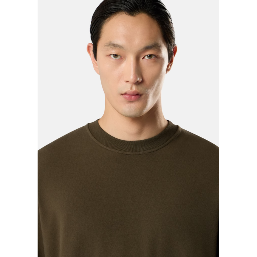 Sweat shirt STONE ISLAND col rond molleton de coton vert kaki logo kaki Ghost collection
