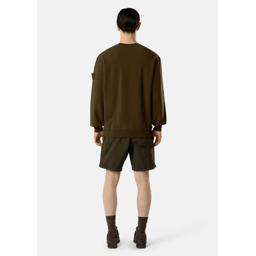Sweat shirt STONE ISLAND col rond molleton de coton vert kaki logo kaki Ghost collection