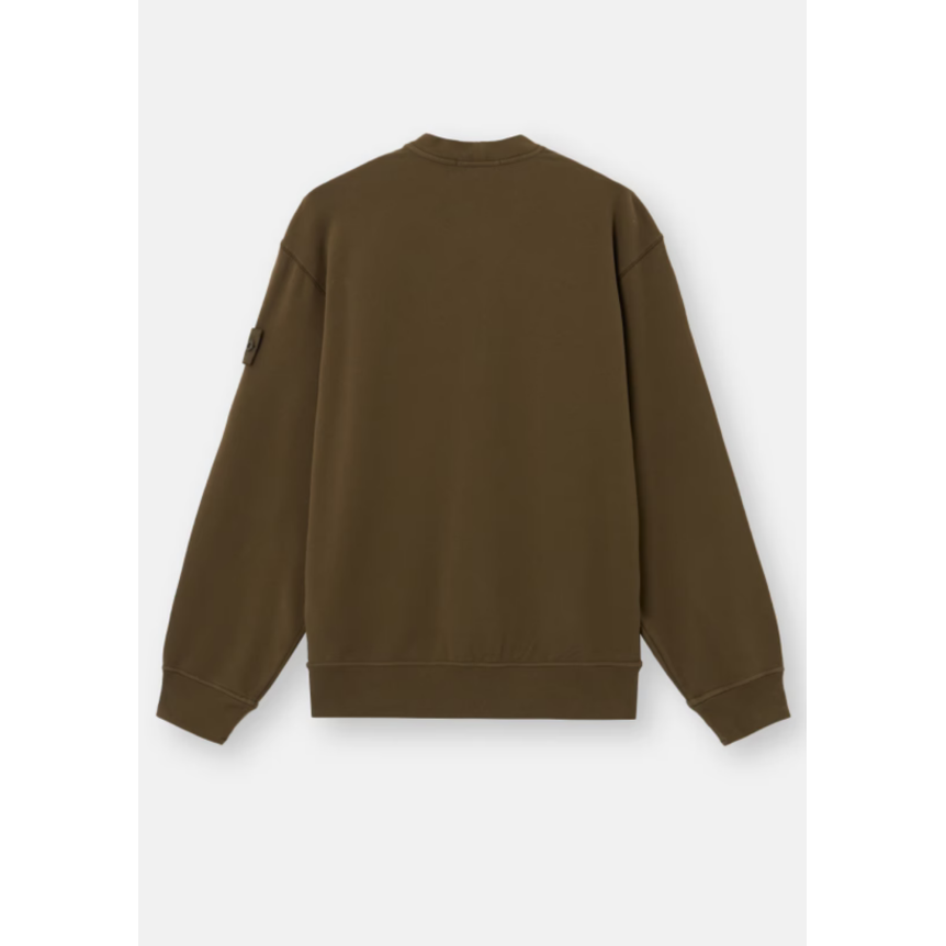 Sweat shirt STONE ISLAND col rond molleton de coton vert kaki logo kaki Ghost collection