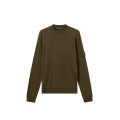 Pull col rond laine mérinos vierge kaki logo kaki Ghost Collection