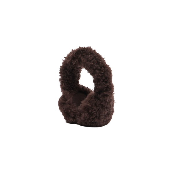 Cache oreilles YVES SALOMON en agneau shearling marron chocolat