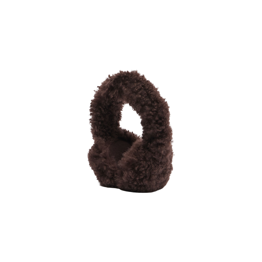 Cache oreilles YVES SALOMON en agneau shearling marron chocolat