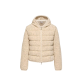 Cardigan zippé matelassé à capuche Teddy bouclette beige