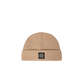Bonnet en maille laine côtelée beige avec patch Compass
