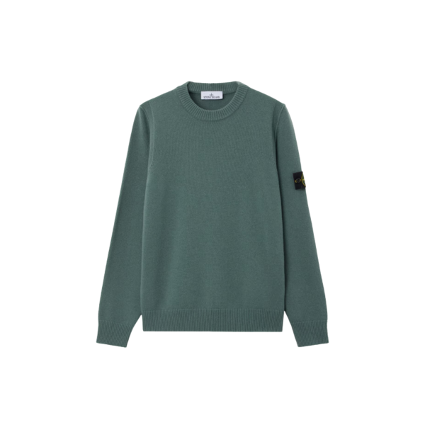 Pull col rond STONE ISLAND laine vierge agneau vert océan