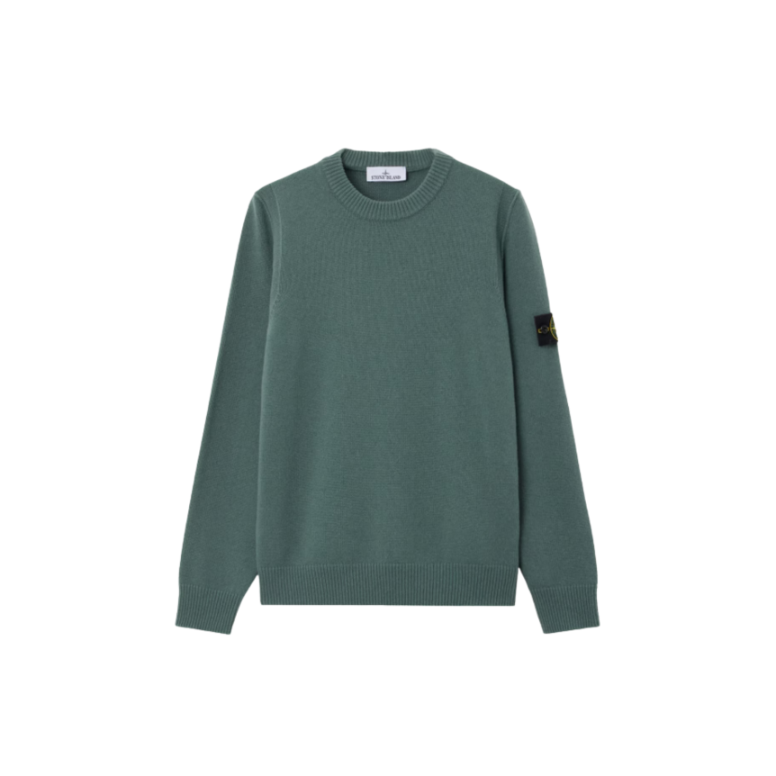 Pull col rond STONE ISLAND laine vierge agneau vert océan