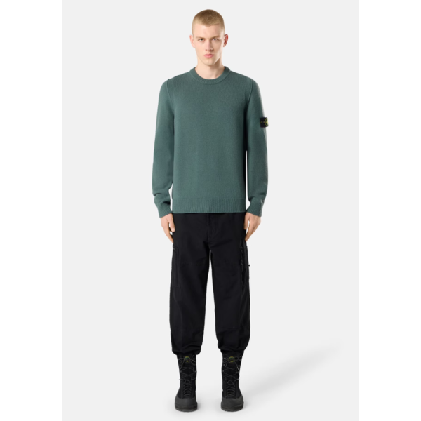 Pull col rond STONE ISLAND laine vierge agneau vert océan