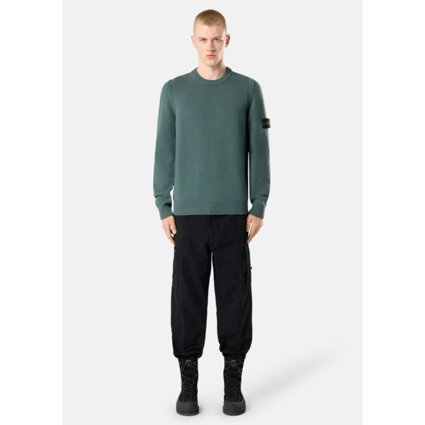 Pull col rond STONE ISLAND laine vierge agneau vert océan
