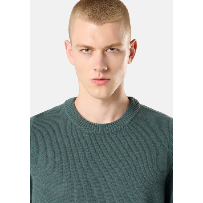 Pull col rond STONE ISLAND laine vierge agneau vert océan