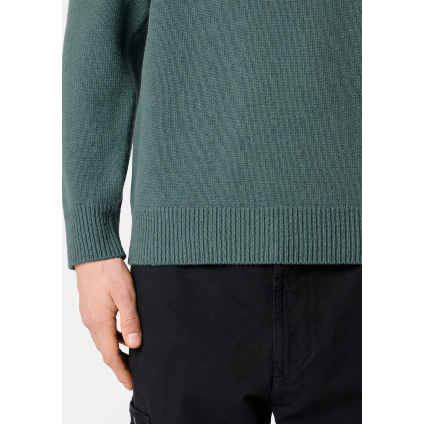 Pull col rond STONE ISLAND laine vierge agneau vert océan