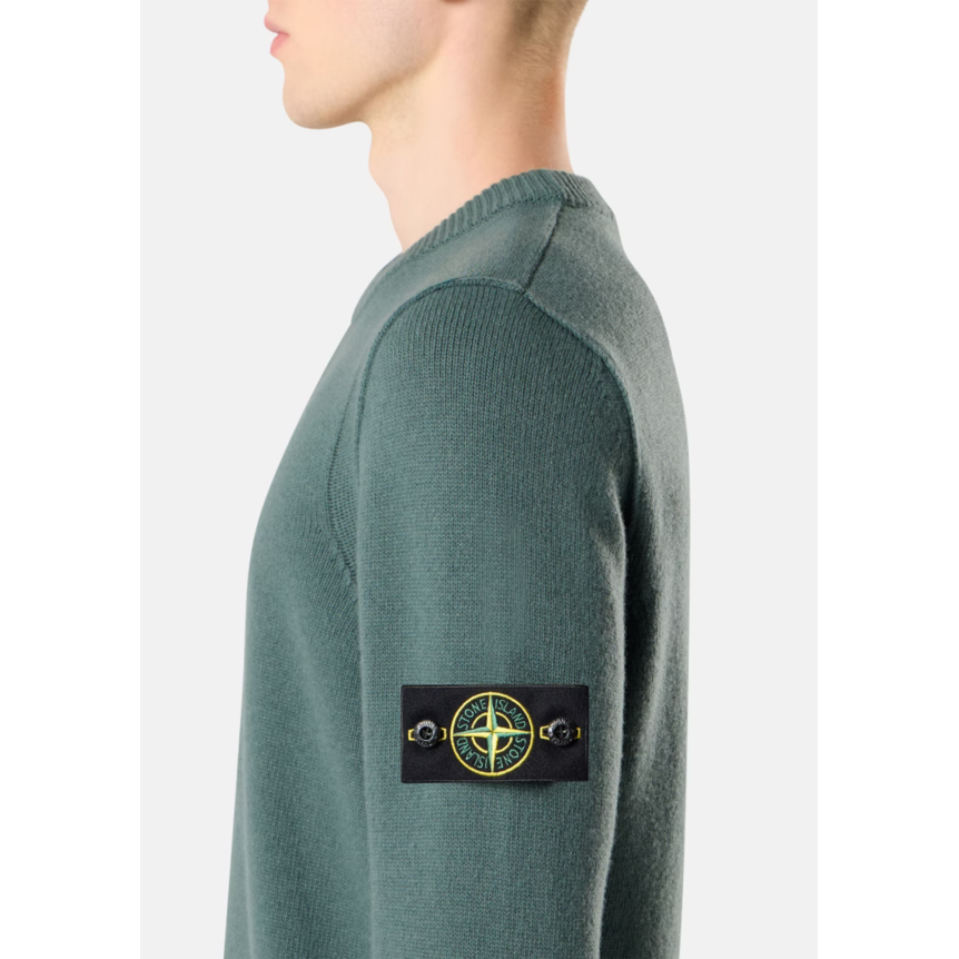 Pull col rond STONE ISLAND laine vierge agneau vert océan