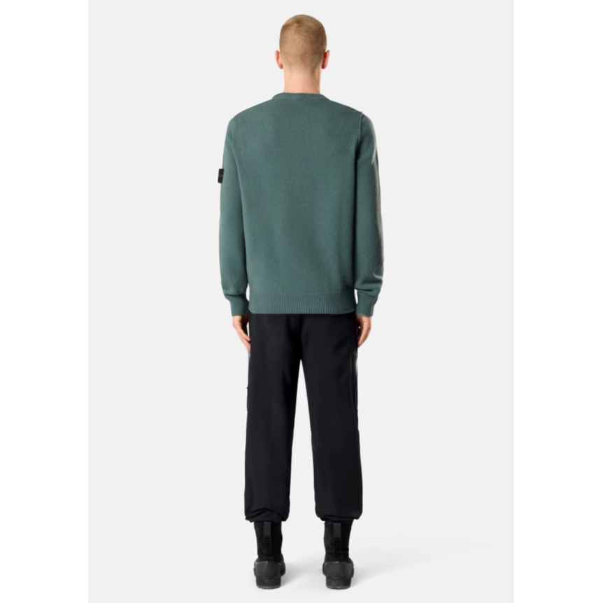 Pull col rond STONE ISLAND laine vierge agneau vert océan