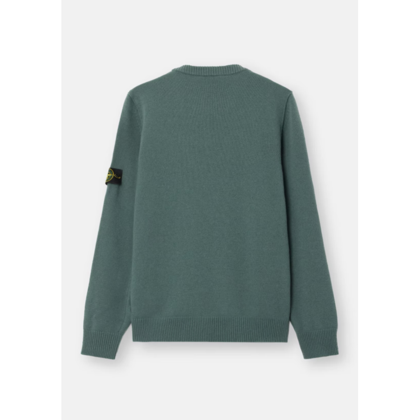 Pull col rond STONE ISLAND laine vierge agneau vert océan