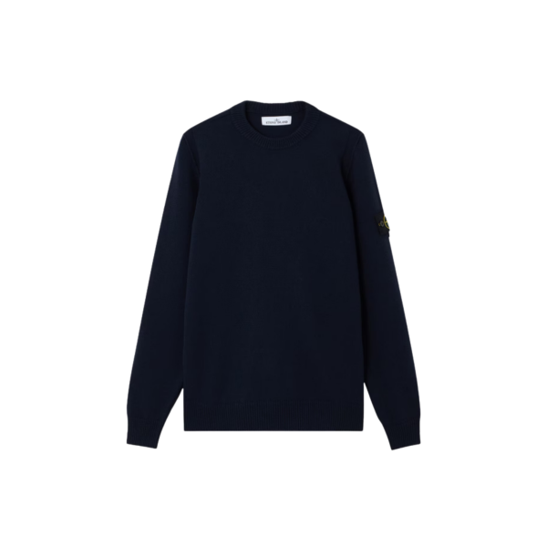 Pull col rond STONE ISLAND laine vierge agneau bleu marine