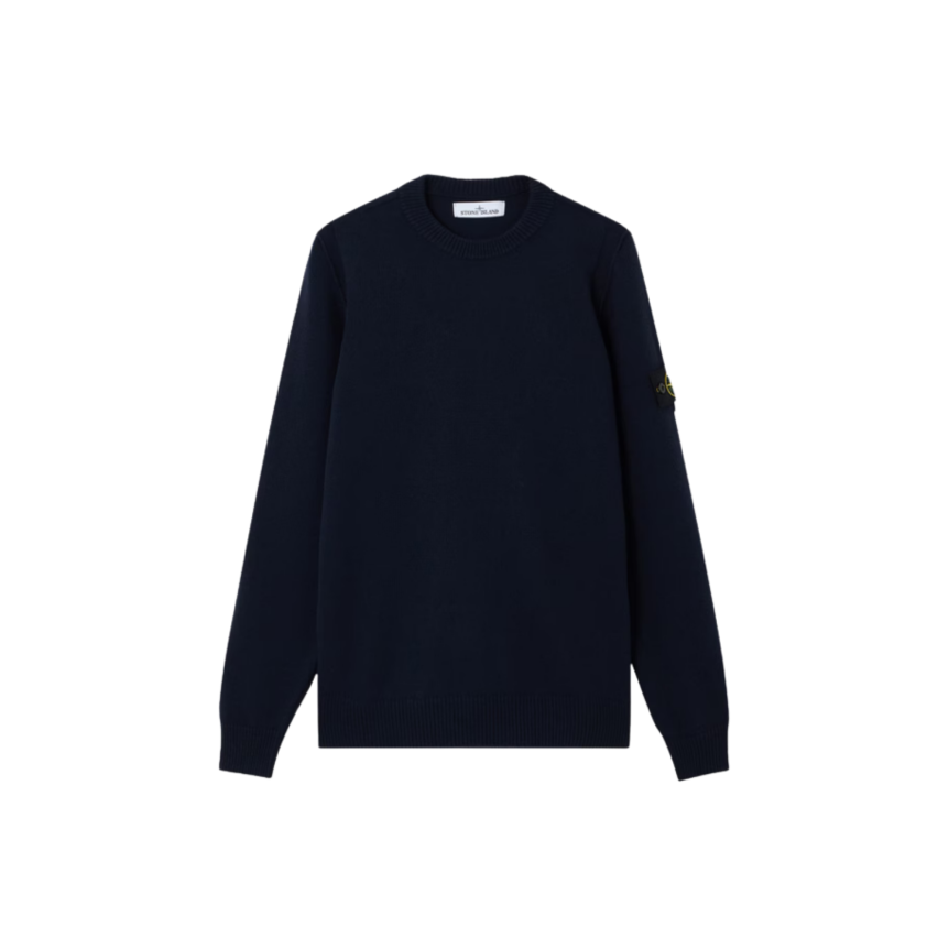 Pull col rond STONE ISLAND laine vierge agneau bleu marine
