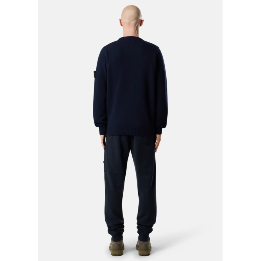 Pull col rond STONE ISLAND laine vierge agneau bleu marine