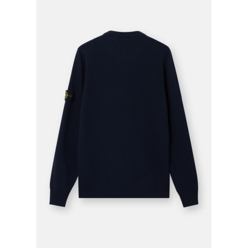 Pull col rond STONE ISLAND laine vierge agneau bleu marine