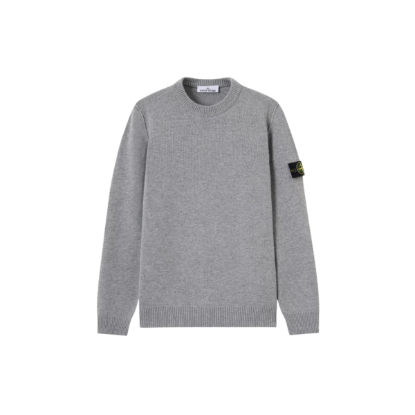Pull col rond STONE ISLAND laine vierge agneau gris chiné