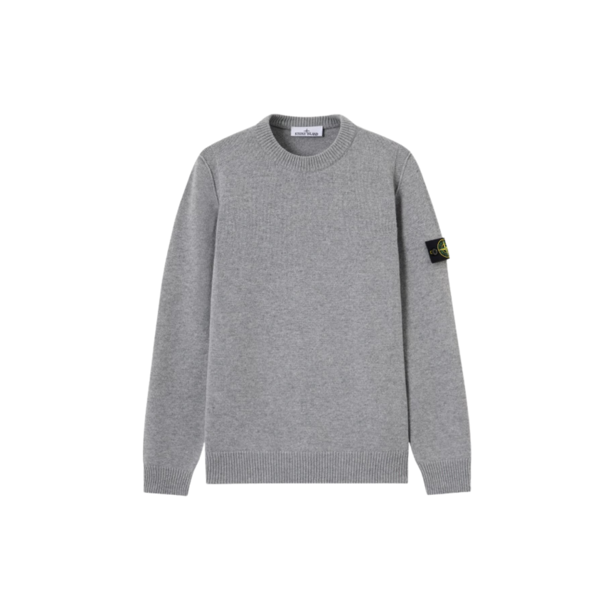 Pull col rond STONE ISLAND laine vierge agneau gris chiné
