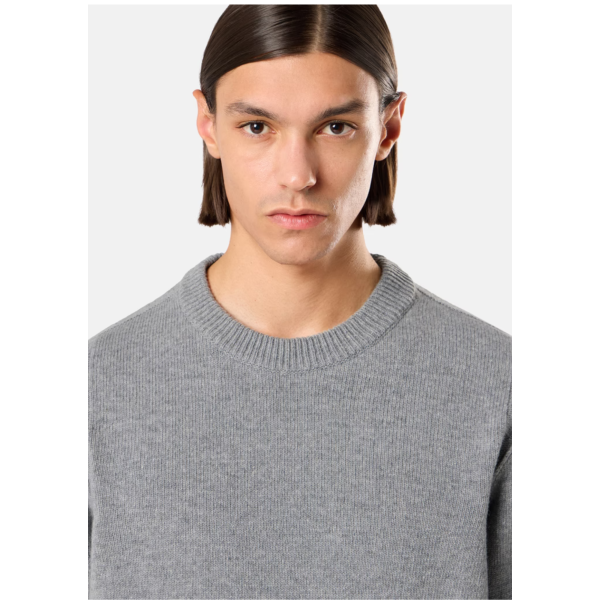Pull col rond STONE ISLAND laine vierge agneau gris chiné