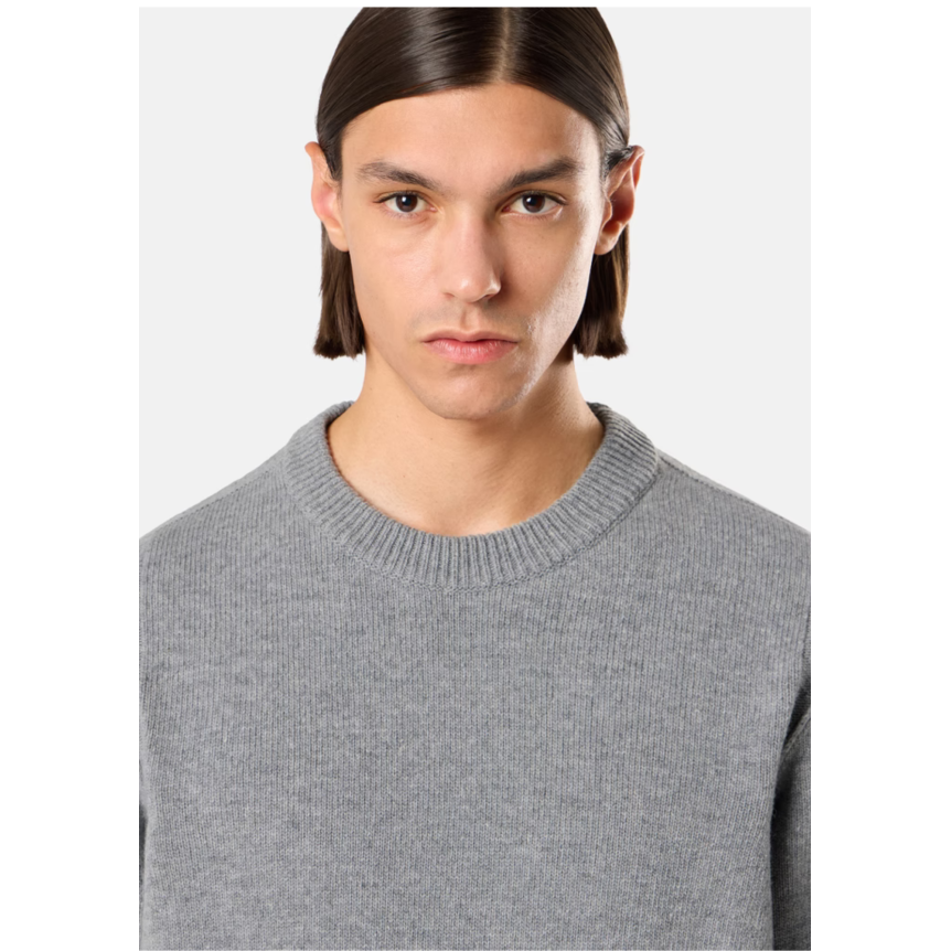 Pull col rond STONE ISLAND laine vierge agneau gris chiné