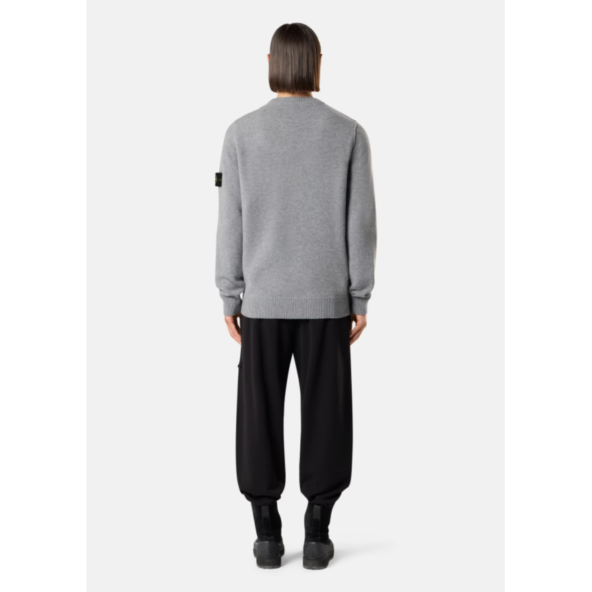 Pull col rond STONE ISLAND laine vierge agneau gris chiné
