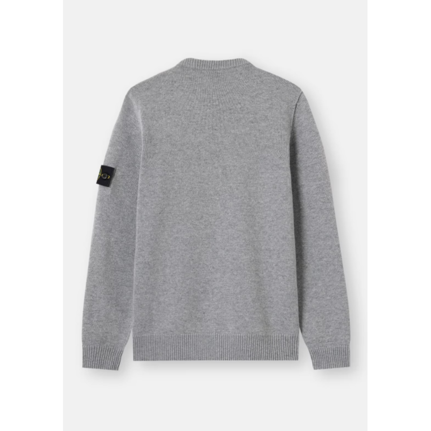 Pull col rond STONE ISLAND laine vierge agneau gris chiné
