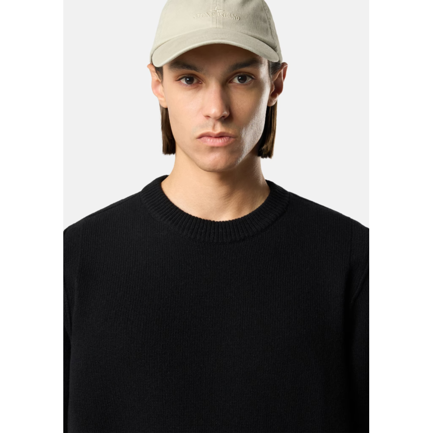 Pull col rond STONE ISLAND laine vierge agneau noir