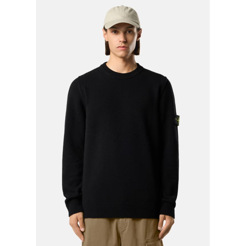 Pull col rond STONE ISLAND laine vierge agneau noir