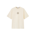 T-shirt col rond en jersey de coton bio écru Compass poitrine imprimé "Low infos" dos