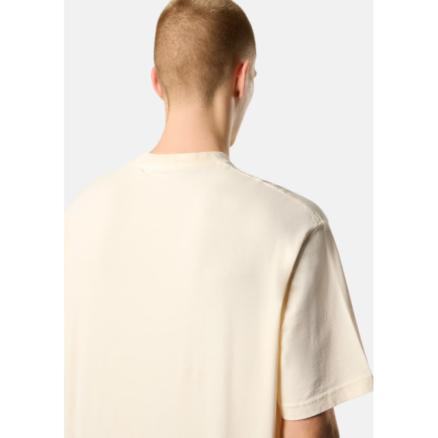T-shirt col rond STONE ISLAND en jersey de coton bio écru Compass poitrine imprimé "Low infos" dos