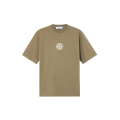T-shirt col rond en jersey de coton bio kaki Compass poitrine imprimé "Low infos" dos