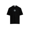 T-shirt col rond en jersey de coton bio noir Compass poitrine imprimé "Low infos" dos