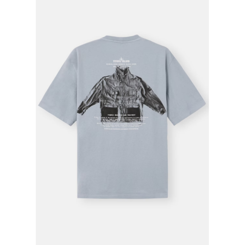 T-shirt col rond STONE ISLAND manche courte jersey de coton gris cendré broderie imprimé "Archivio"