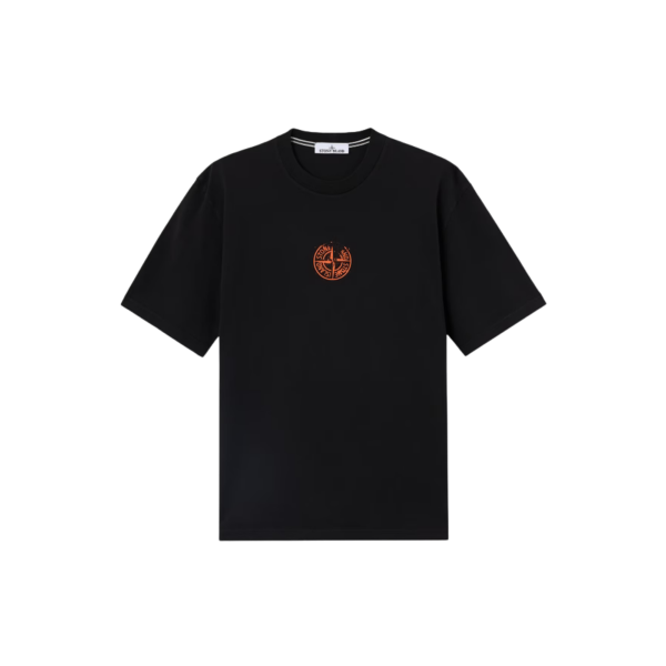 T-shirt col rond manche courte STONE ISLAND  en jersey de coton bio noir imprimé « Vertical Placement »