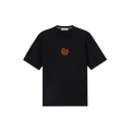 T-shirt col rond manche courte en jersey de coton bio noir imprimé « Vertical Placement »