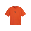 T-shirt col rond manche courte en jersey de coton bio orange imprimé « Vertical Placement »