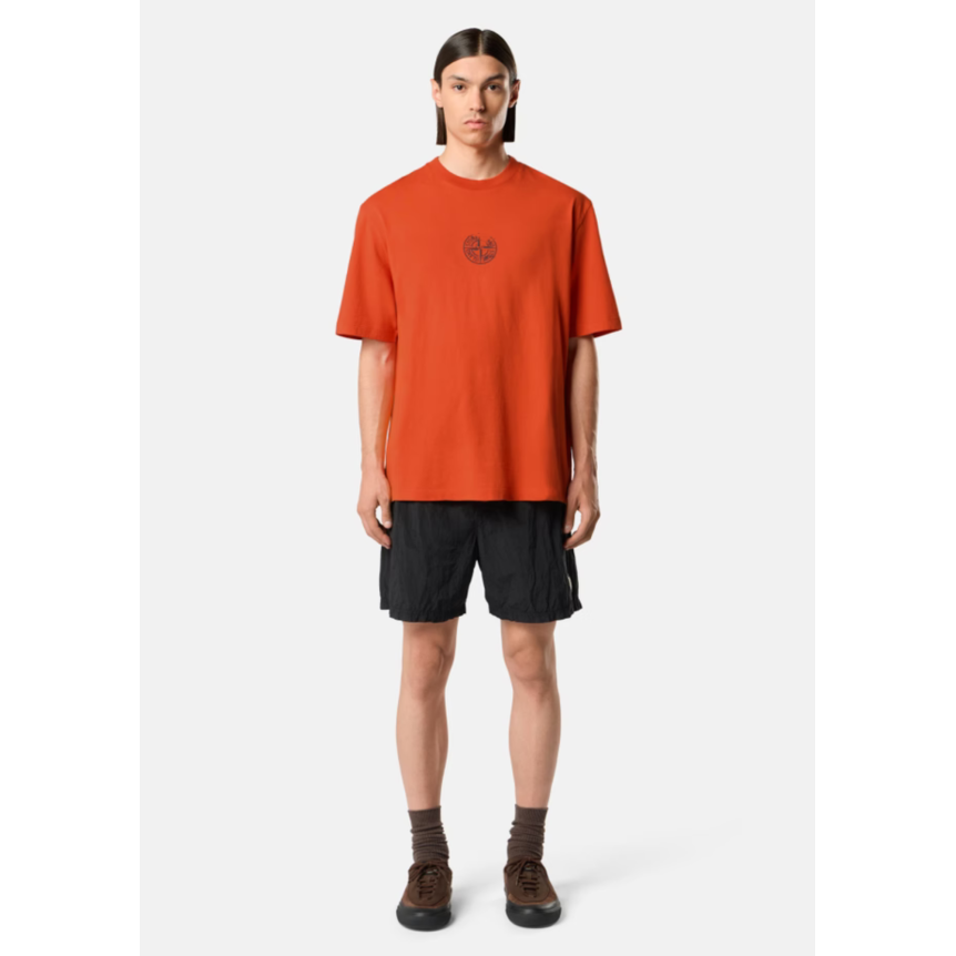 T-shirt STONE ISLAND col rond manche courte en jersey de coton bio orange imprimé « Vertical Placement »