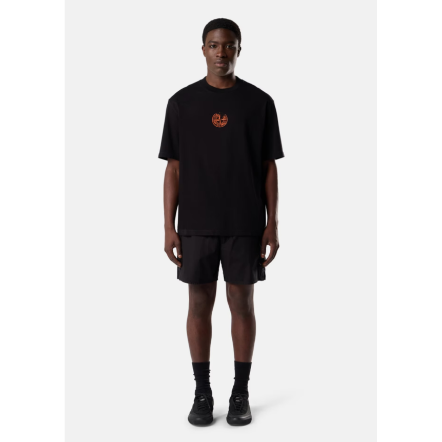 T-shirt col rond manche courte STONE ISLAND  en jersey de coton bio noir imprimé « Vertical Placement »